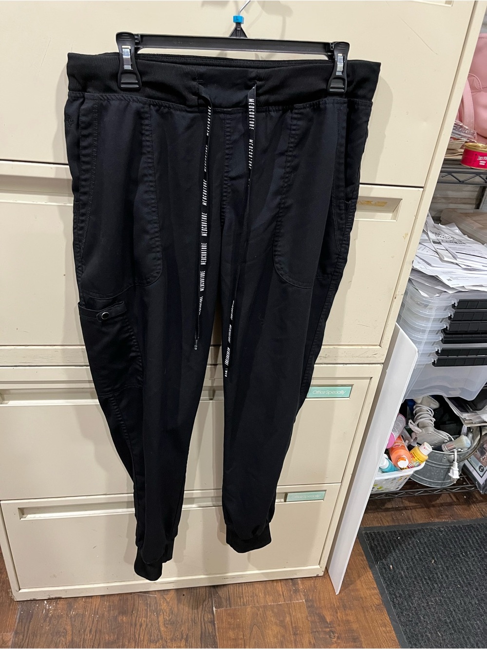 Med Couture Black Jogger Track scrub Pants with Drawstring